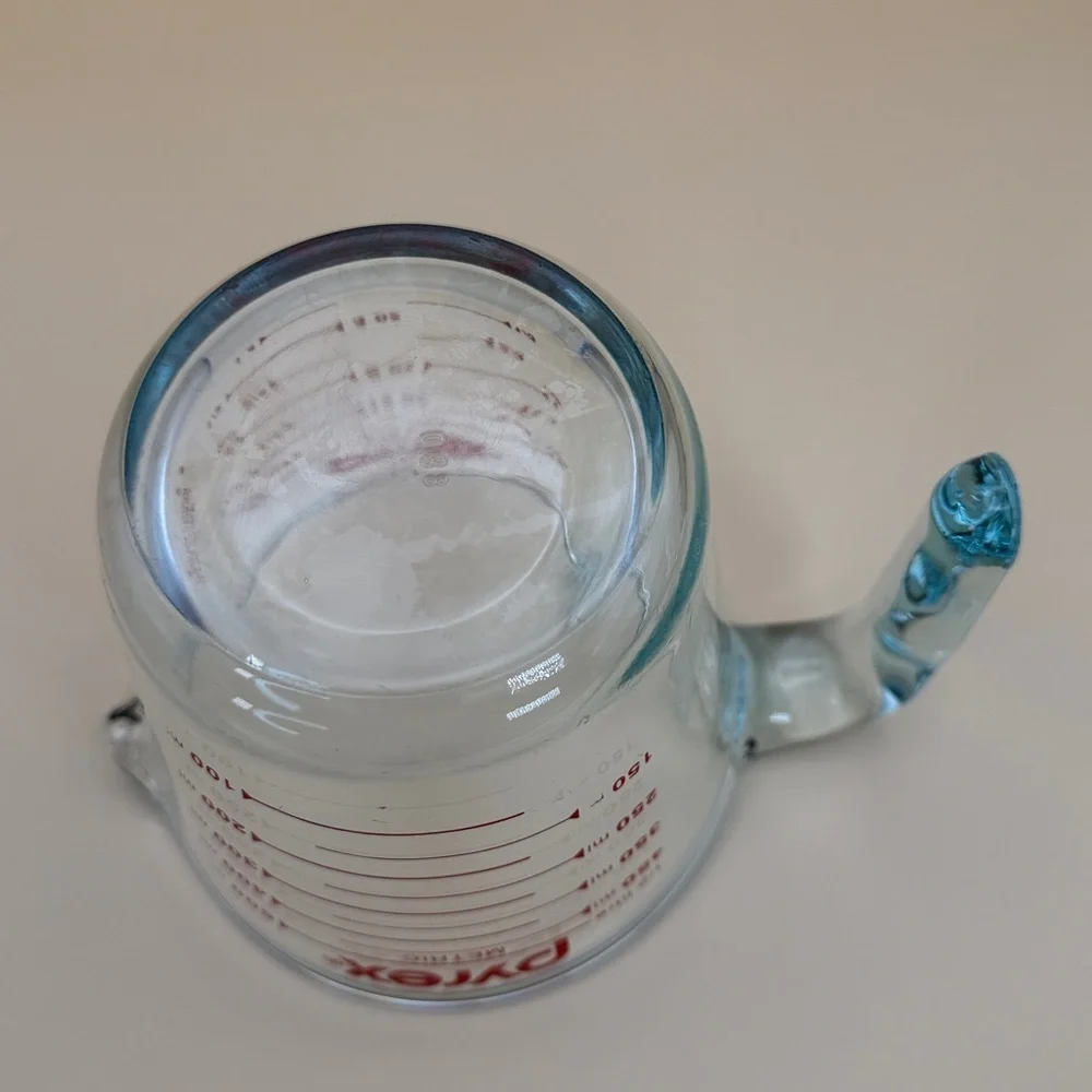 Pyrex Clear Glass Cup with Red Markings